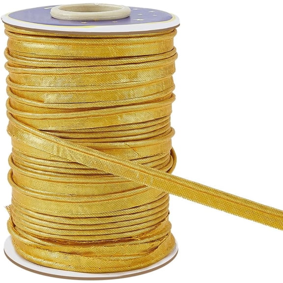 72 Yards x 3/8 Inch(11mm) Piping Cord Trim Sewing Gold Satin Bias Piping Tape Polyester Bias Tape