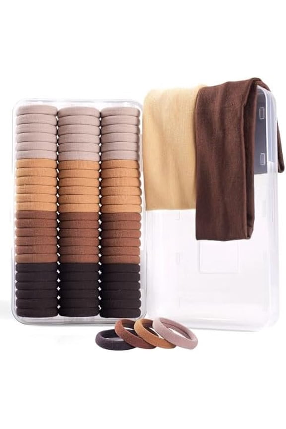 72 count Brown Hair Ties No & Ponytail Holders,Hair Elastics with Hair Bands for Women's Hair (1.6in Brown)
