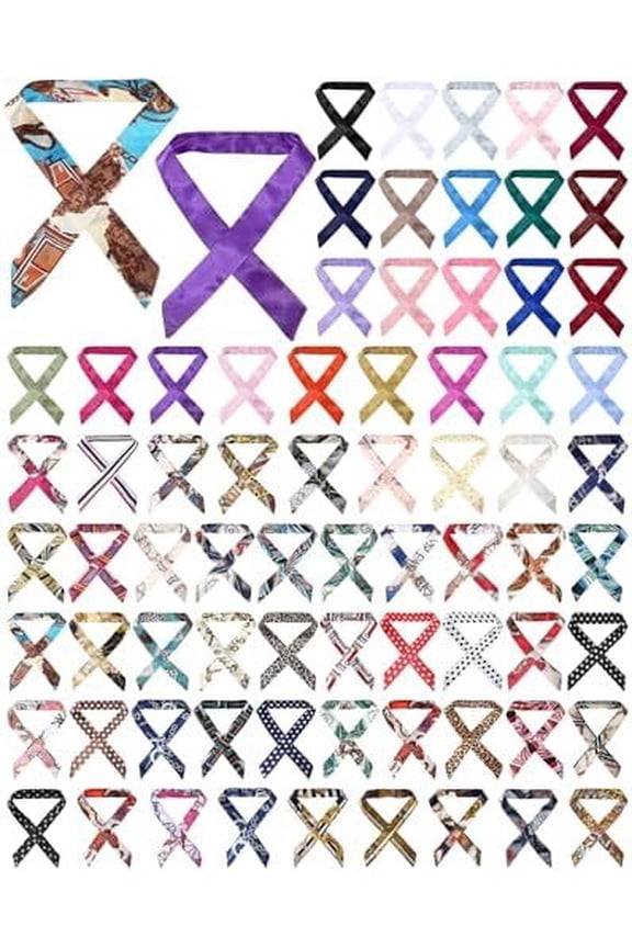 72 count Women Handbag Scarf Ribbon for Women Hair Purse Handle Ribbon Satin Scarf Neckerchief for Purse Handles Silk Headband Charm Hair Ribbons Decor
