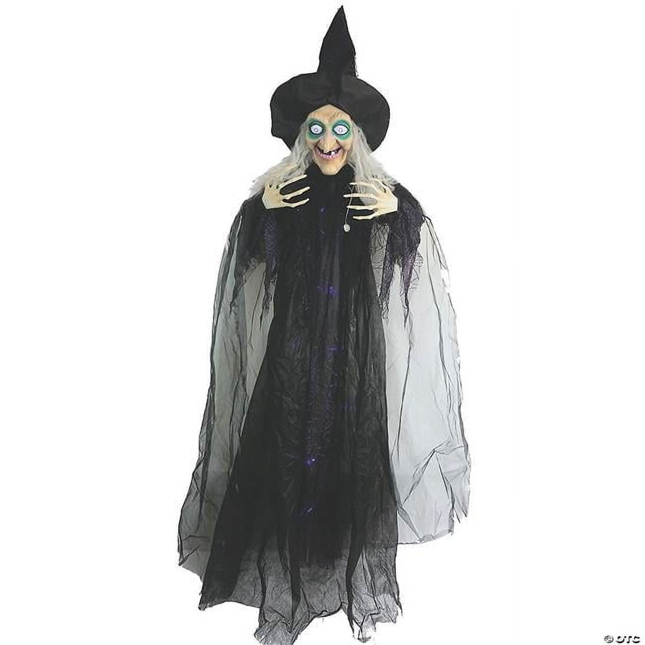 72" Black and Purple Animated Hanging Witch Halloween Decoration