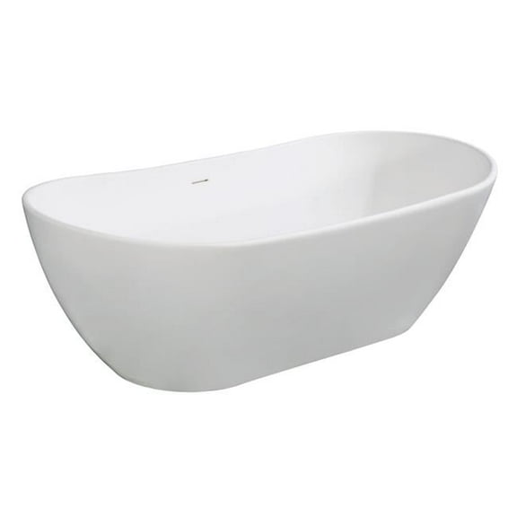 72 in. Aqua Eden Solid Surface Resin Free Standing Tub with Drain Kit, White