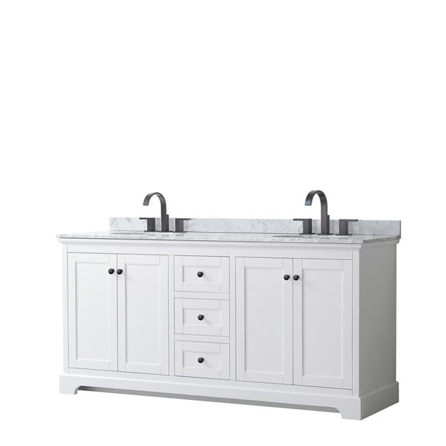 Avery 72'' White Double Bathroom Vanity with Marble Top