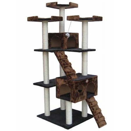 72 in. Black-Brown Cat Tree Condo Furniture