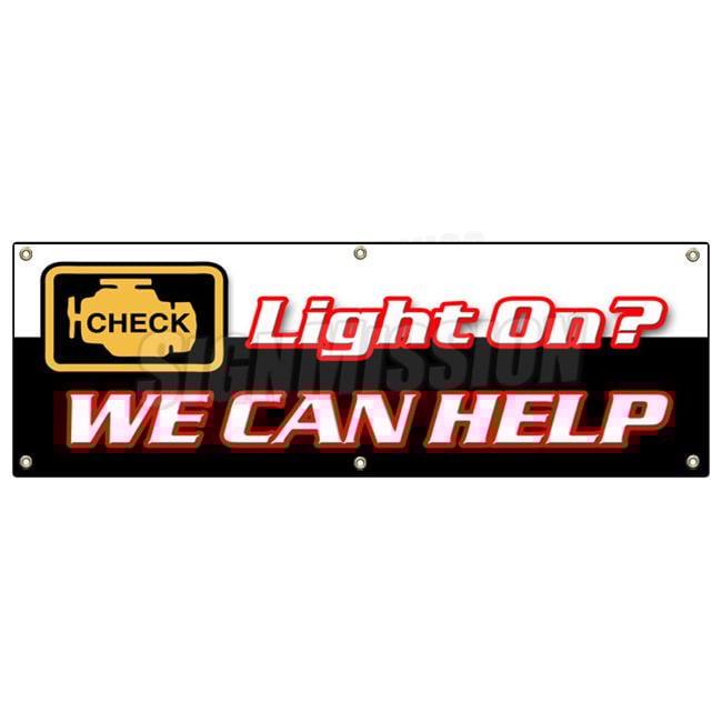 72 in. Check Engine Light Banner Sign - Warning Sensor Repair Maintenance