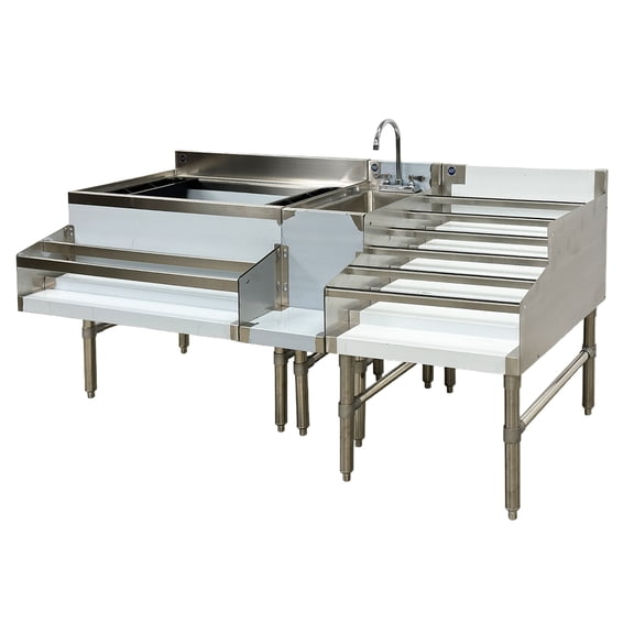 72 in. Cocktail Station, Stainless Steel Combination Cocktail Station, Commercial Cocktail Station NSF