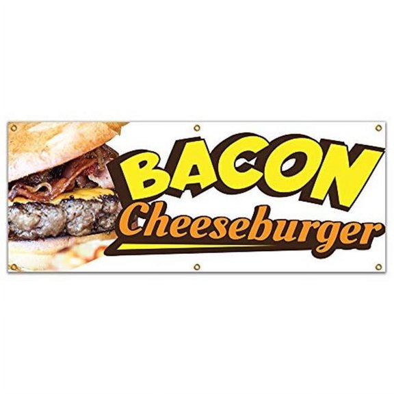 72 in. Concession Stand Food Truck Single Sided Banner - Bacon Cheeseburger