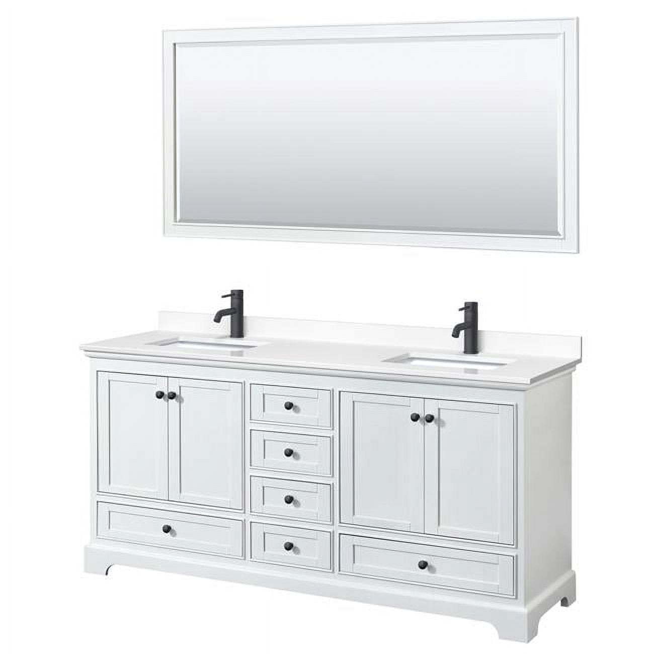 72 in. Deborah White Double Bathroom Vanity with White Cultured Marble ...