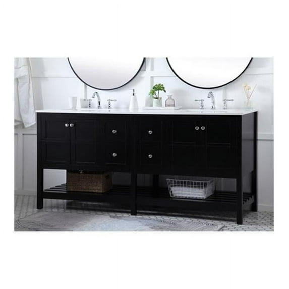 72 in. Double Bathroom Vanity, Black