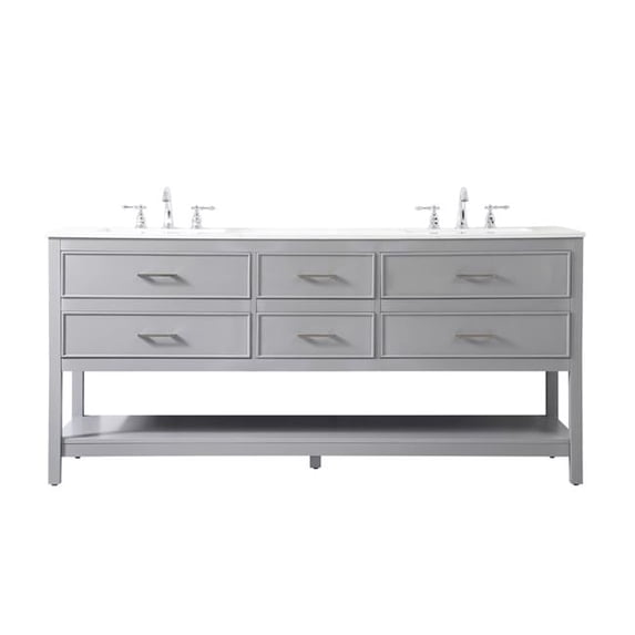 72 in. Double Bathroom Vanity, Gray