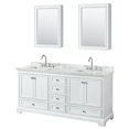 thumbnail image 1 of 72 in. Double Bathroom Vanity, White Carrara Marble Countertop, Undermount Square Sink & Medicine Cabinets - White, 1 of 1