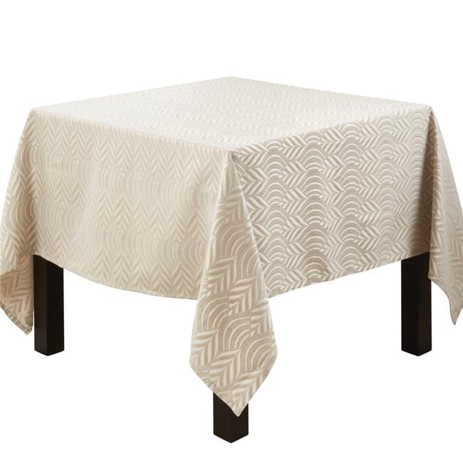 Beige Geometric Jacquard Design Rectangular Tablecloth