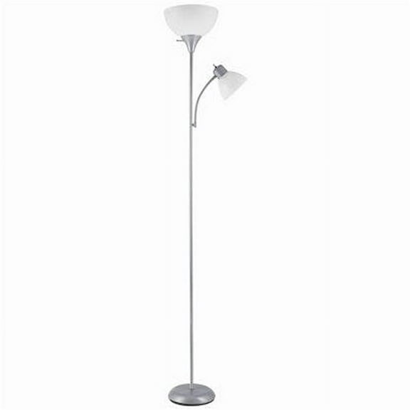 72 in. Floor Lamp & Adjustable Reading Light, Silver