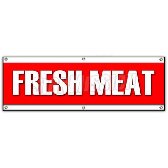 72 in. Fresh Meat Banner Sign - Butcher Steak Beef Chicken Pork Ground ...