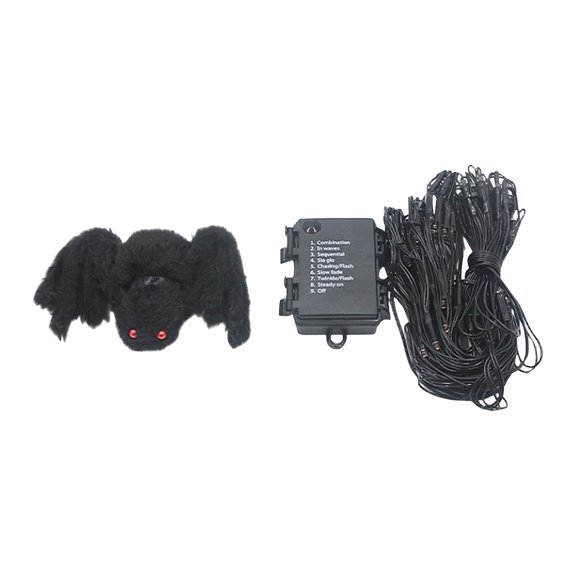 72 in. Halloween Creepy Web Lights — Black Spider with Eerie Glowing Details, Halloween Decorations for Patio Awnings, Rooflines & Nighttime Spooky Displays — great for Haunted House Setups