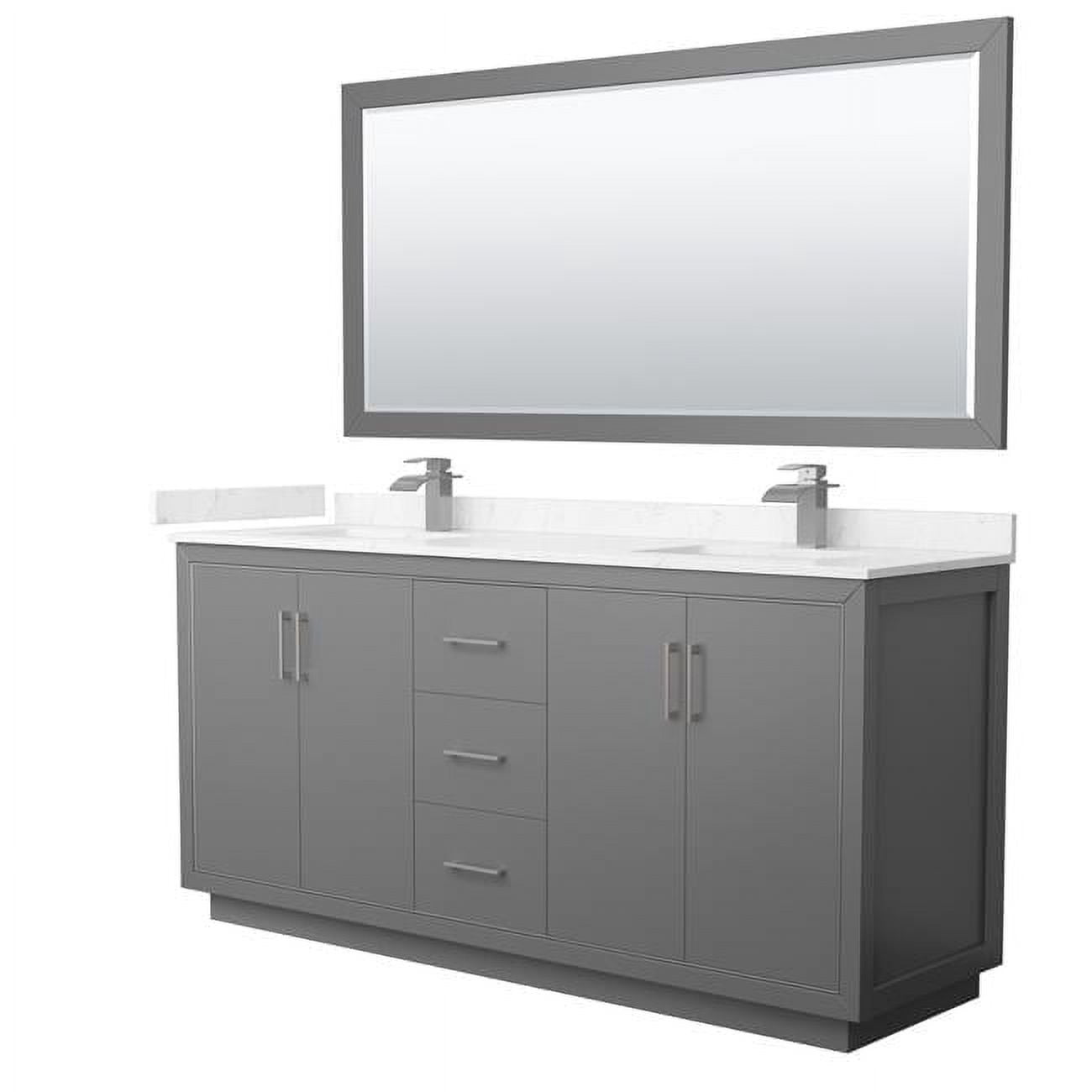 72 in. Icon Double Bathroom Vanity, Dark Gray, Carrara Cultured Marble ...
