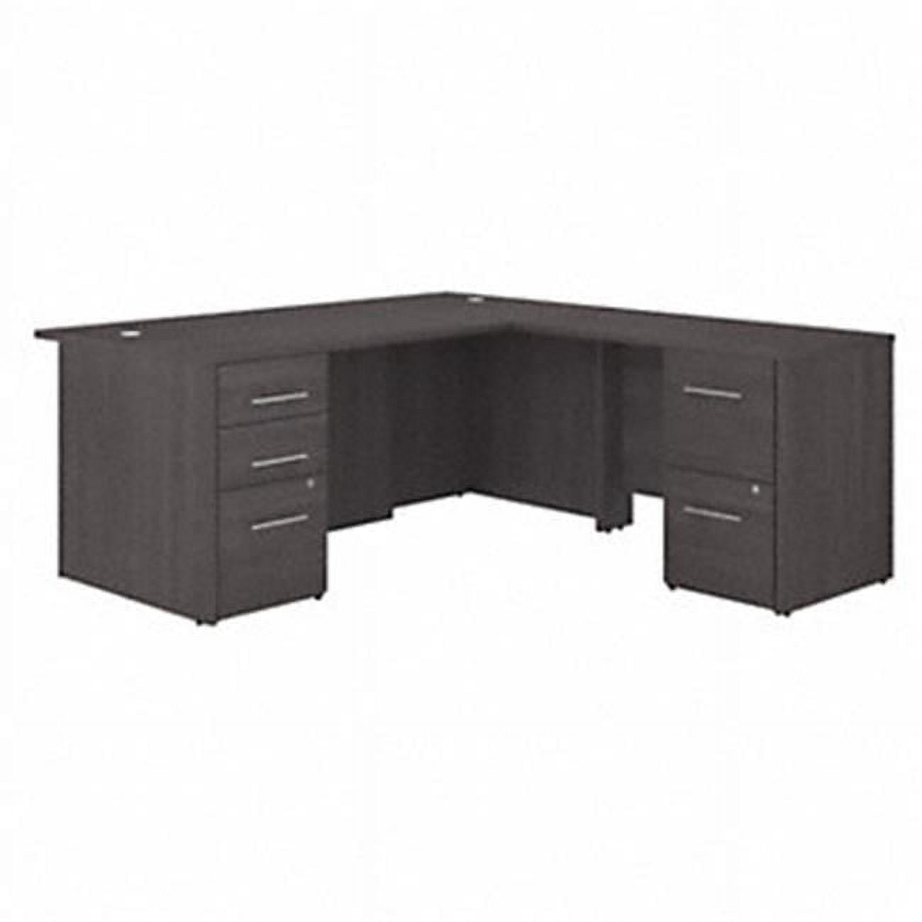 Storm Gray L-Shaped Executive Desk with Integrated Filing Cabinets