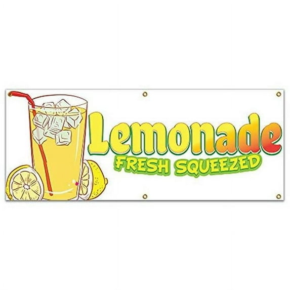 72 in. Lemonade Fresh Squeezed Banner with Concession Stand Food Truck Single Sided