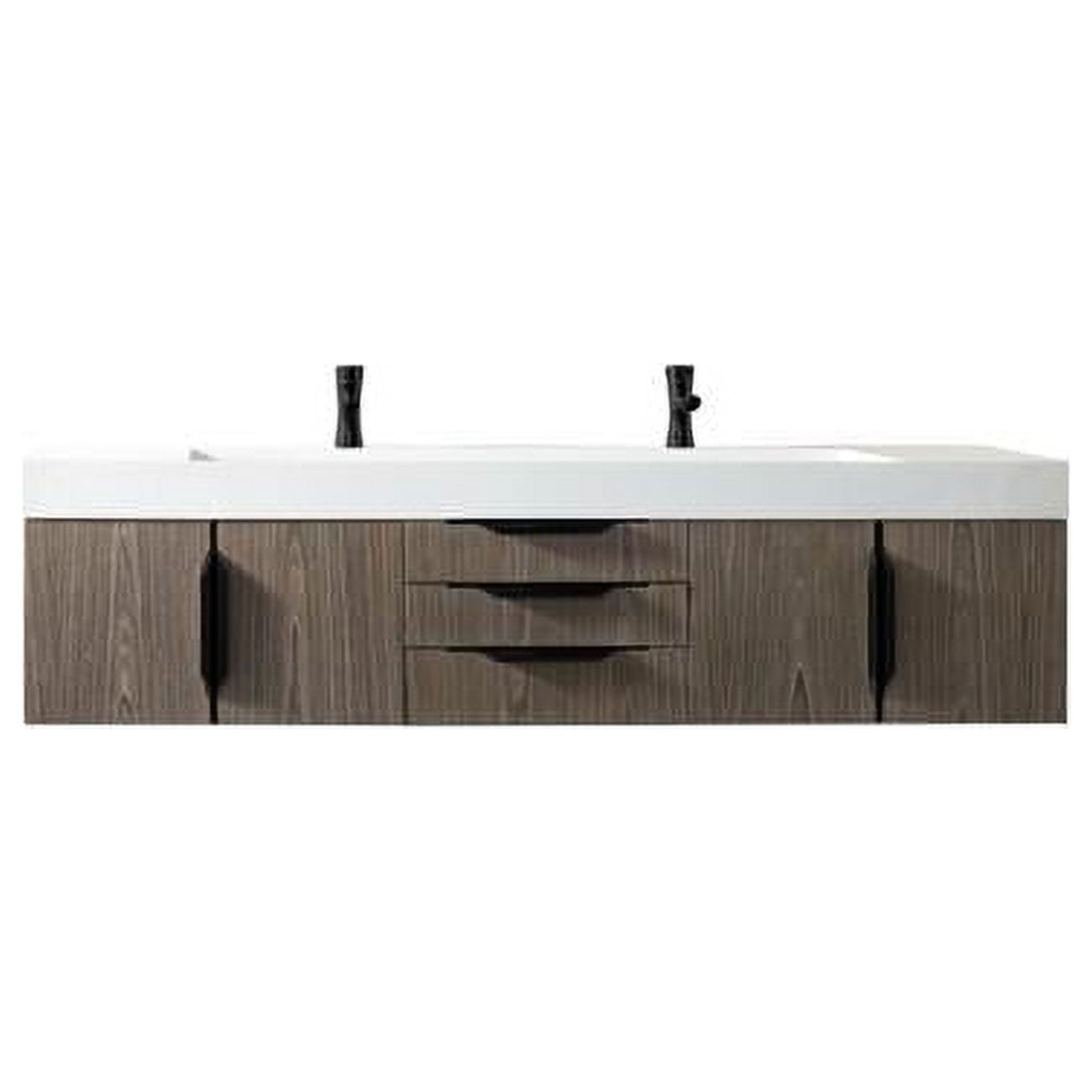 Merce Vanity 72 in. Mercer Island Double Vanity with Composite Top, Ash Gray, Matte ...
