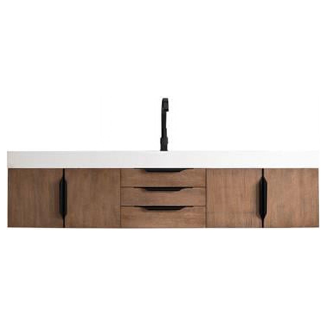 Merce Vanity 72 in. Mercer Island Single Vanity with Composite Top, Latte Oak, Matte ...