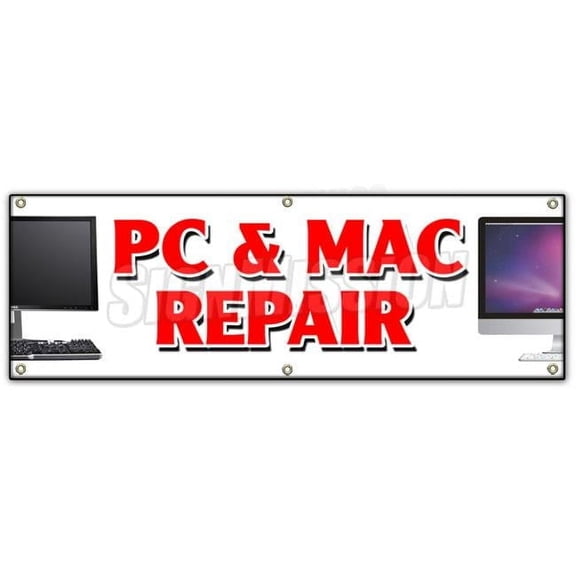 72 in. Pc & Mac Repair Banner Sign - Computers Laptop Smartphone Netbooks Pcs