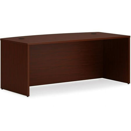 72 in. Rectangle Bow Shell Desk, Mahogany