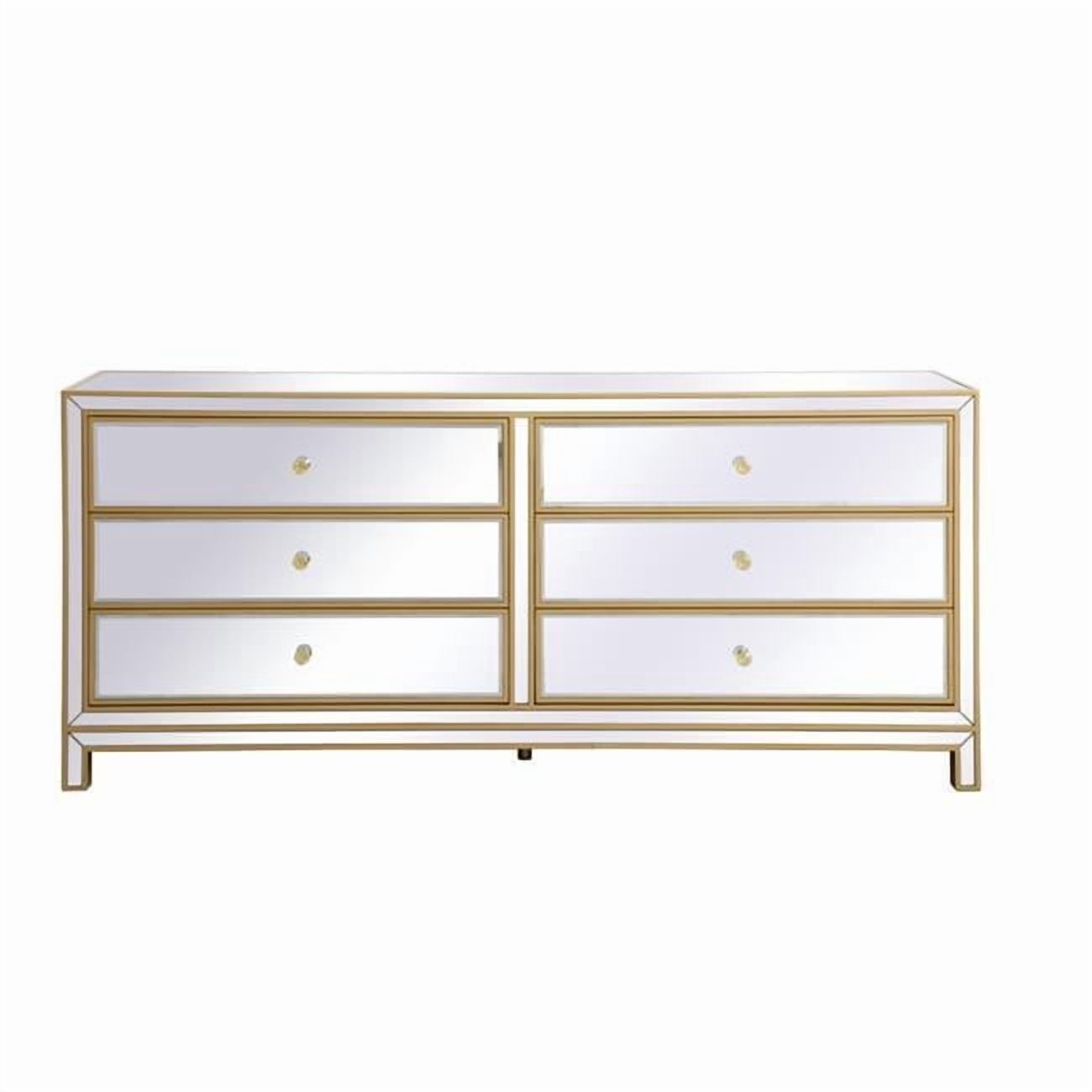 slim fit dress slacks Kendall 6-drawer Dresser with Mirror Black and Gold