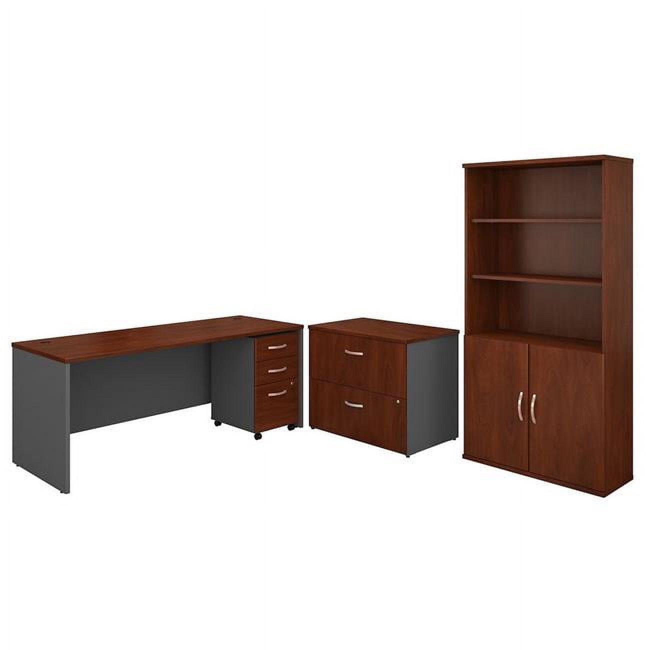 72 in. Series C Office Desk with Bookcase & File Cabinets - Hansen ...