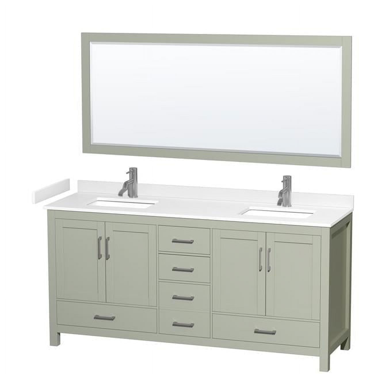 72 in. Sheffield Double Bathroom Vanity with White Cultured Marble ...