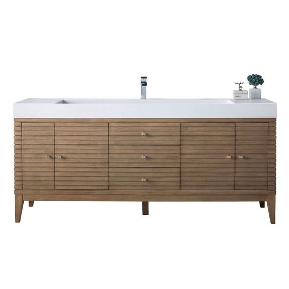 72 in. Single Vanity in White Washed and Walnut Finish