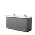 thumbnail image 1 of 72 in. Strada Double Bathroom Vanity, Dark Gray, Carrara Cultured Marble Countertop, Undermount Square Sink & Brushed Nickel Trim, 1 of 1