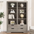 thumbnail image 1 of 72 in Tall Book Shelf with Storage, Farmhouse Floor Standing Bookcase,Book Shelf with 4 Drawers, Freestanding Display Storage Shelves for Bedrooms, 1 of 6