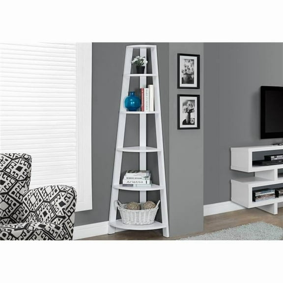 72 in. White Particle Board, Laminate & MDF Corner Bookshelf