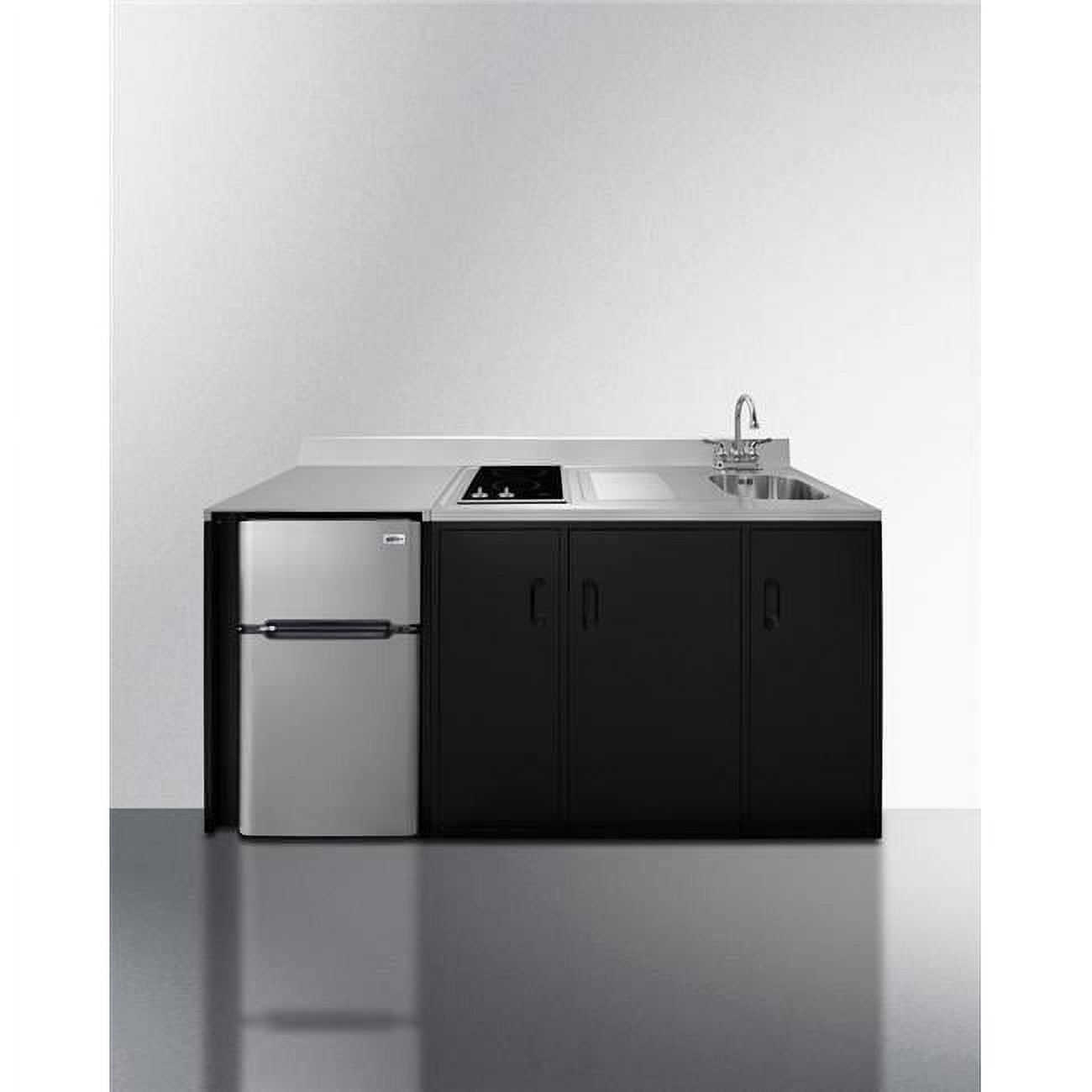 72" Black ADA-Height All-in-One Kitchenette with Smooth-Top Cooktop