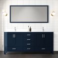 thumbnail image 1 of 72 in. Wide Navy Blue Double Vanity / Stain-Resistant Quartz, Included Faucet and Mirror / Modern Bathroom, 1 of 4