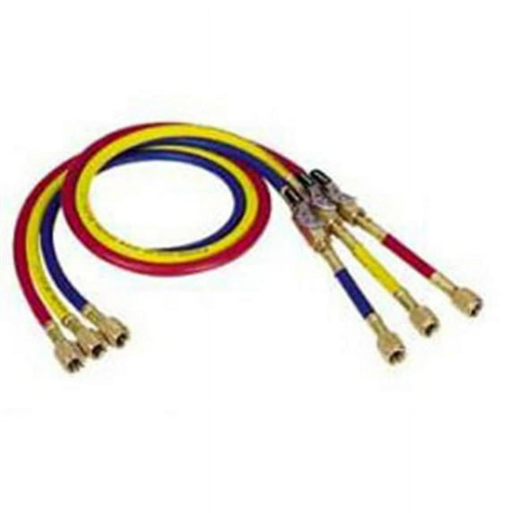 72 in. Yellow Standard Pressure Hose with Automatic Shut Off Valve Fitting