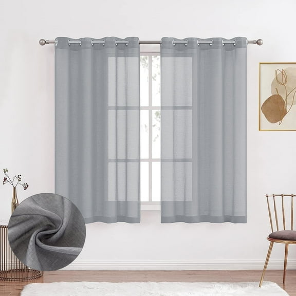 Semi-Sheer Curtains 52x72 in, Light Filtering Curtains 2 Panels, Sheer Curtains for Ventilation, Elegant Decor Voile Curtains & Drapes for Living Room Bedroom Dinning