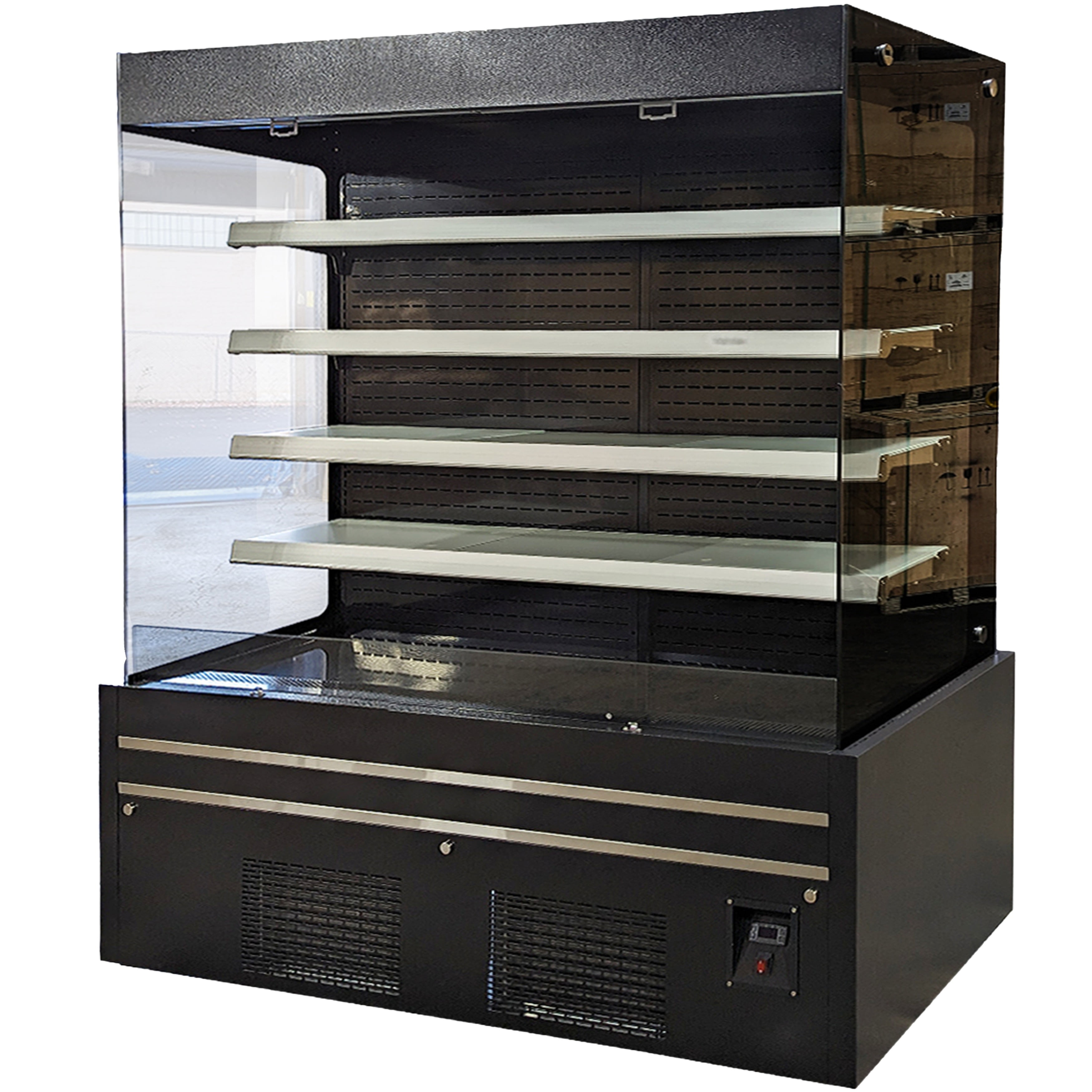 72 in. with 41 Cu. ft. Commercial Open Case Refrigerator in Black, NSF Vertical Open Air Display Merchandiser