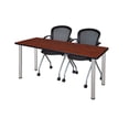 thumbnail image 1 of 72" x 24" Kee Training Table- Cherry/Chrome and 2 Cadence Nesting Chairs, 1 of 6