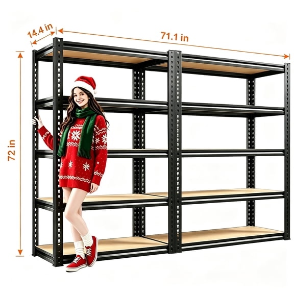 72-inch 2pcs Courtyard Outdoor Garden Rack, 1894 Outdoor Storage, Non Waterproof, Adjustable Shelf for Patio Backyard Garden