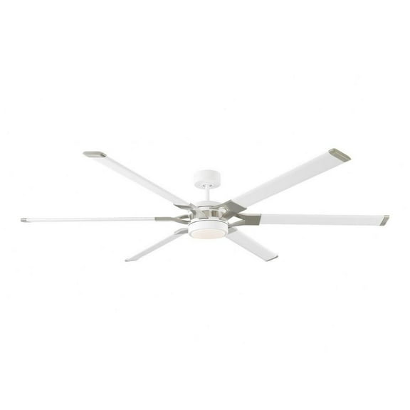 72 inch 6 Blade Ceiling Fan with Light Kit-Matte White with Brushed Steel Finish Bailey Street Home 96-Bel-4490057