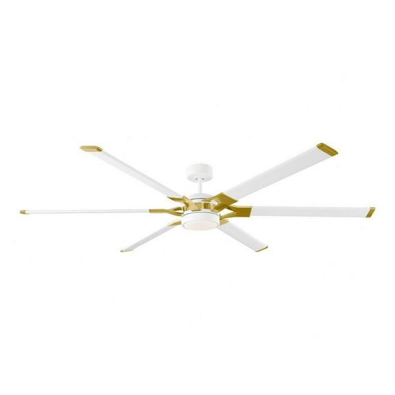 72 inch 6 Blade Ceiling Fan with Light Kit-Matte White with Burnished Brass Finish Bailey Street Home 96-Bel-4490056