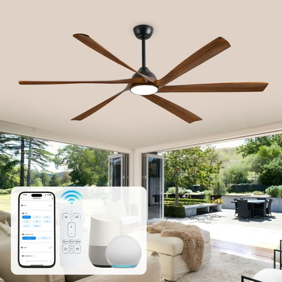 72 inch Large Outdoor Ceiling Fan for Patios with Light, 8587 High CFM Alexa/App/Remote, 3CCT Dimmable Quiet DC Fan for Indoor Outside Gazebo Living Room