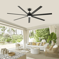 72 inch Large Outdoor Ceiling Fans with Lights and Remote, Waterproof Aluminum Blades Black Industrial Fan for Indoor Outside Great Patios Living Room