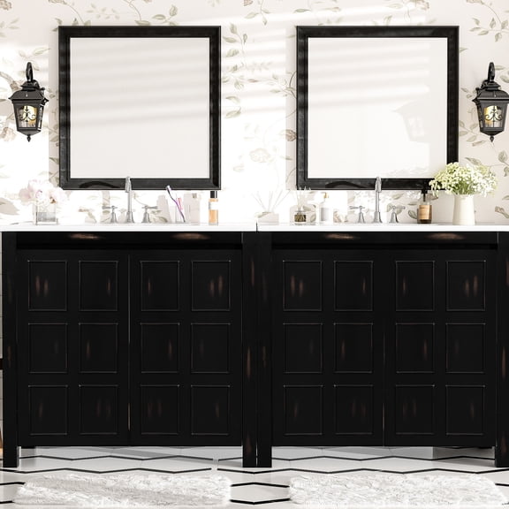 72-inch Retro Vanity Set | Overflow Hole Design, Keeps Dry | Bathroom Use