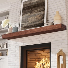72 inch Walnut Handcrafted Solid Mantel Shelf for Over Fireplace - Wall Mounted Floating Mantel Shelf with Invisible Brackets