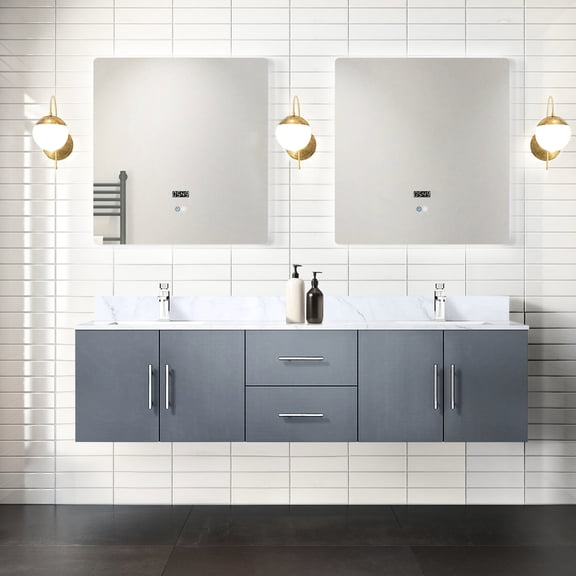 72 - inch Wide Dark Grey Double Vanity for Bath | Two Compartments and Drawers for Efficient Storage | Mirrors Add Style to the Bathroom