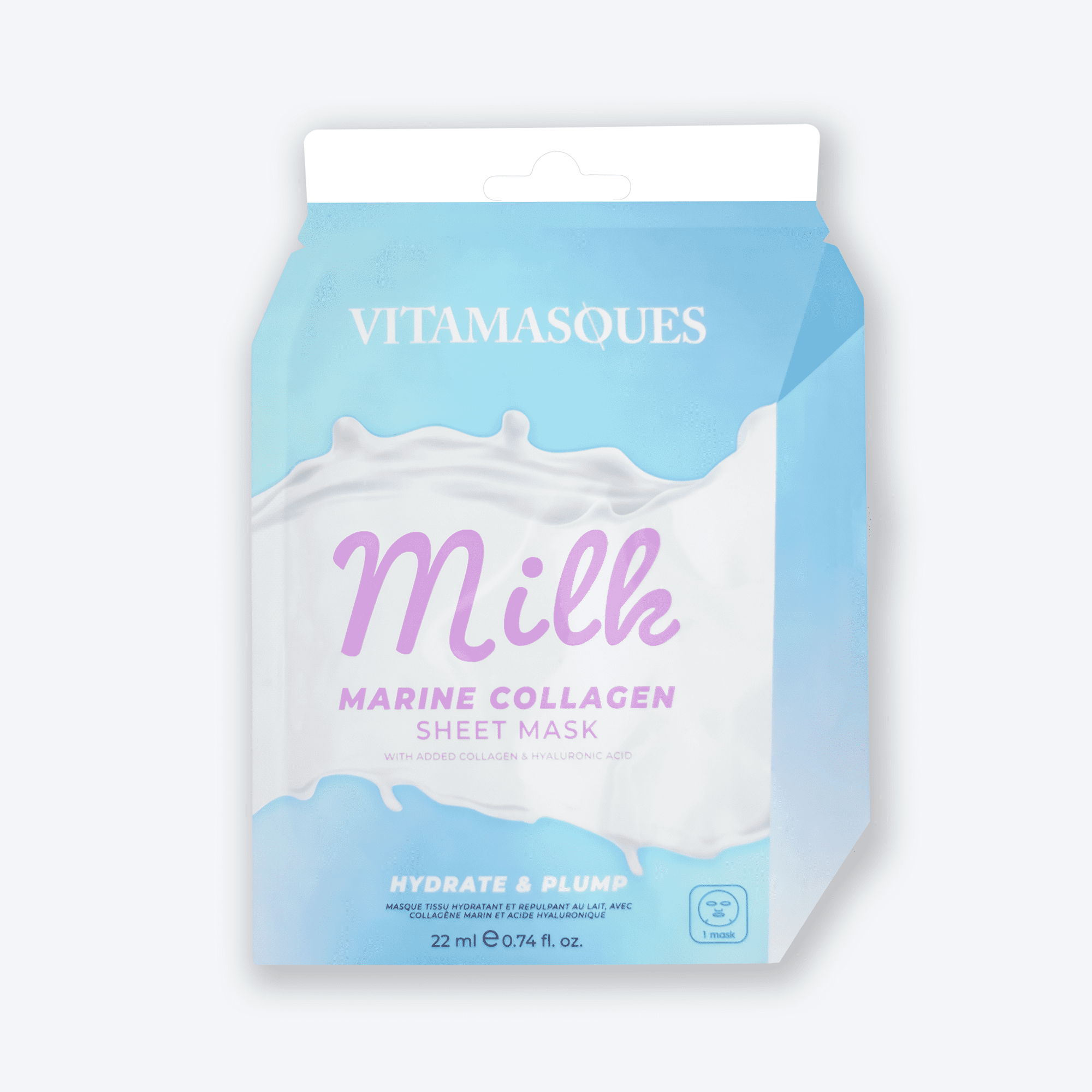(72 pack) Vitamasque Milk Face Mask, Marine Collagen, One Sheet Mask