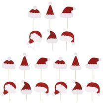 72 pcs Cake Toppers Christmas Hat Shape Glitter Cupcake Decor Food Fruit Picks Party Favors (Mixed Patterns)