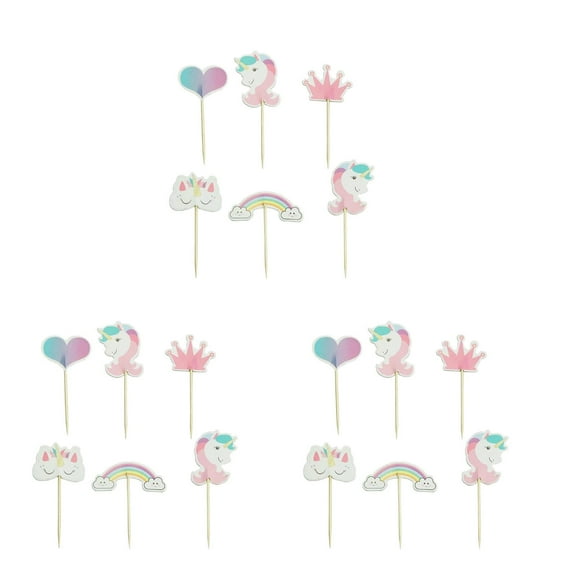 72 pcs Unicorn Cloud Cake Cupcake Toppers Decoration Cake Picks For Kids Baby Shower Birthday Party