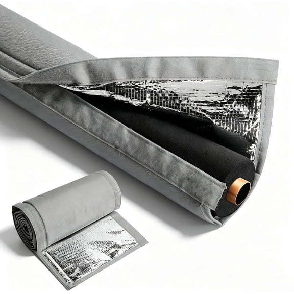 72" x 10.2" 5 Layers HVAC Copper Pipe Insulation Cover, 600D Oxford AC Pipe Insulation Covers for Outside, Flexible Copper Line Insulation Sleeve for Central Air Conditioning Mini Splits, Gray